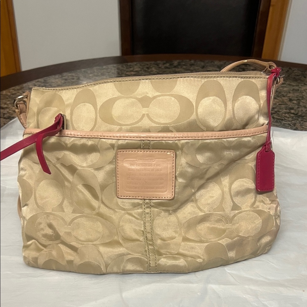 Coach Tan and Pink Shoulder Bag